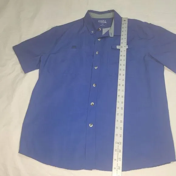 Field & Stream Shirt Mens Med Blue Short Sleeve Button Up Fishing Camping EUC - Picture 6 of 7